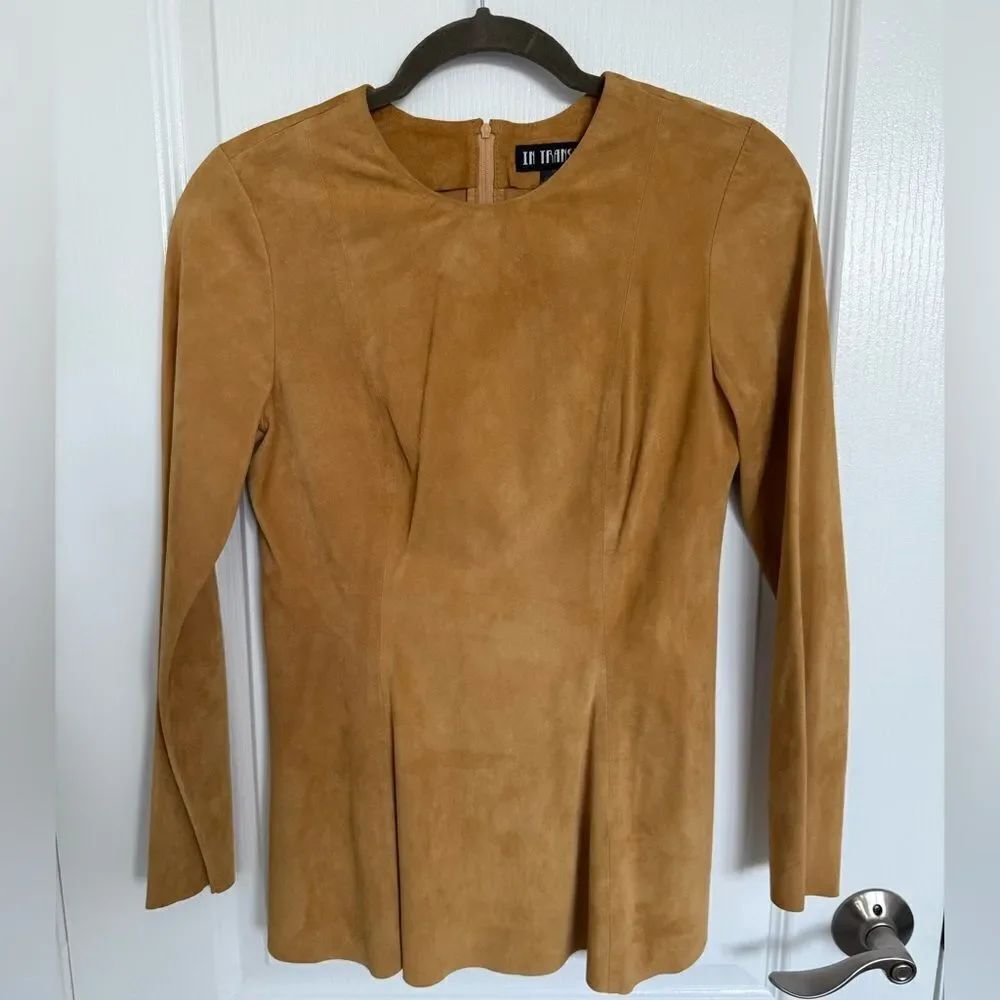 IN TRANSIT 2 Gorgeous Tan Long Sleeve Suede Top